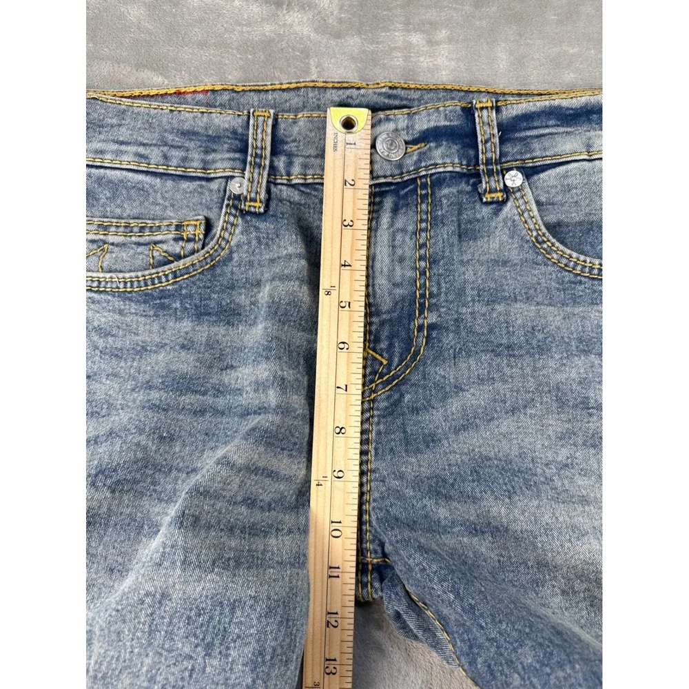 True Religion Jeans Mens 32x34 Ricky Blue Straight Leg Signature Stitch NEW